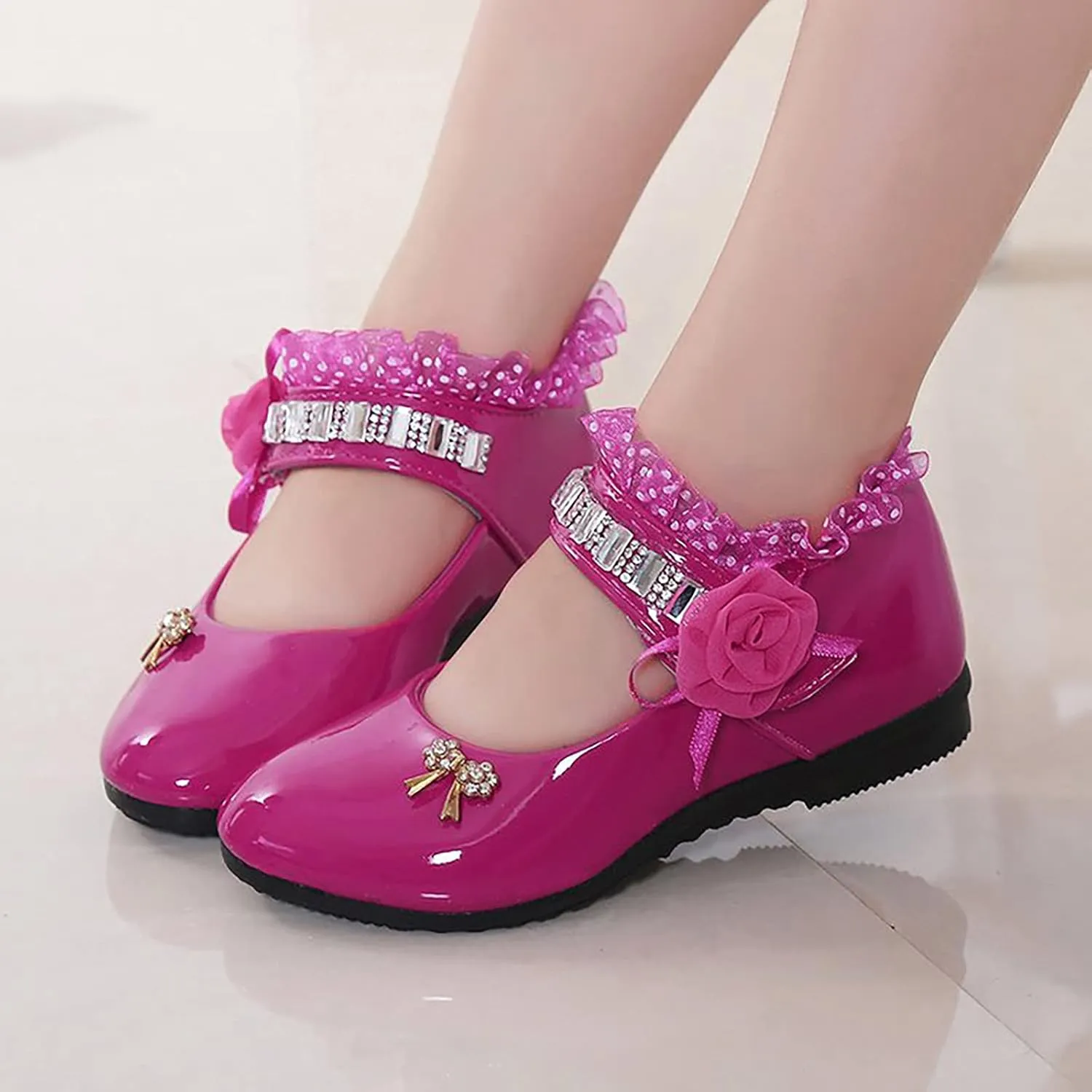 Girls and Toddler Mary Jane Dress Shoes Wedding Party Flower Girl School Shoes Slip on Ballet Flats Baby Girl Shoes