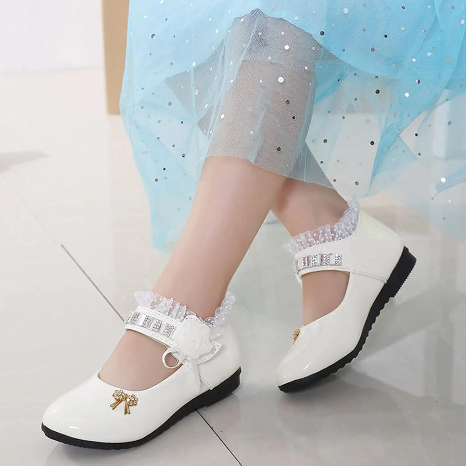 Girls and Toddler Mary Jane Dress Shoes Wedding Party Flower Girl School Shoes Slip on Ballet Flats Baby Girl Shoes