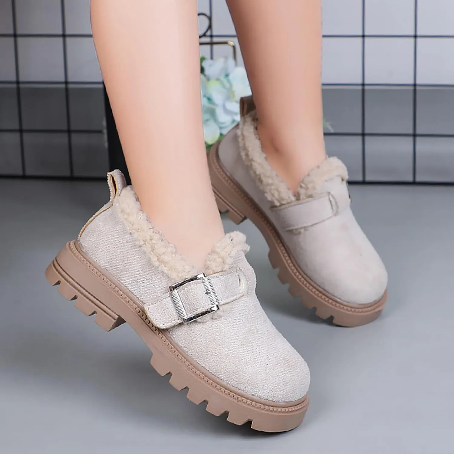 Girls Boots Kids Ankle Boots for Toddler Little Kid Big Kid Fleece Lined Short Booties Non Slip Warm Winter Boot