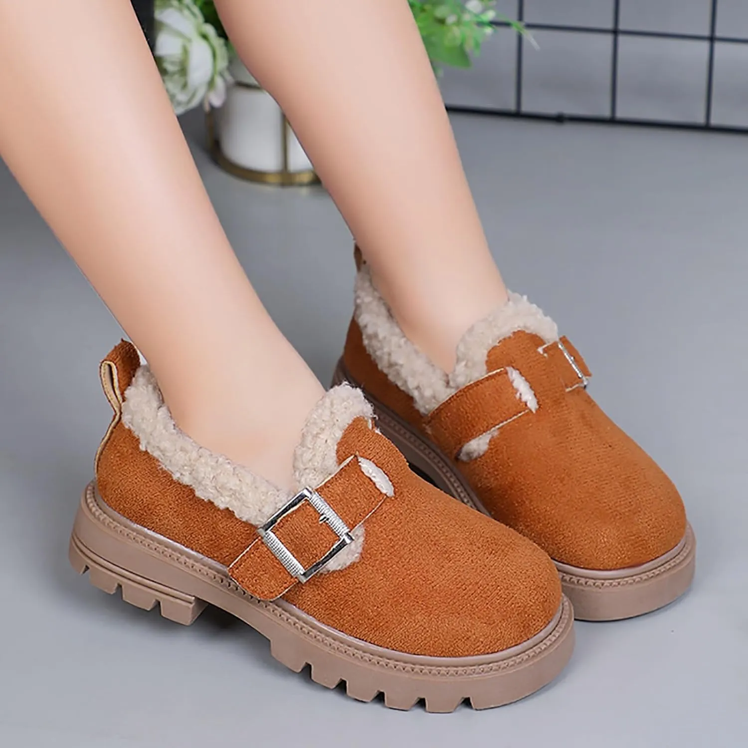 Girls Boots Kids Ankle Boots for Toddler Little Kid Big Kid Fleece Lined Short Booties Non Slip Warm Winter Boot