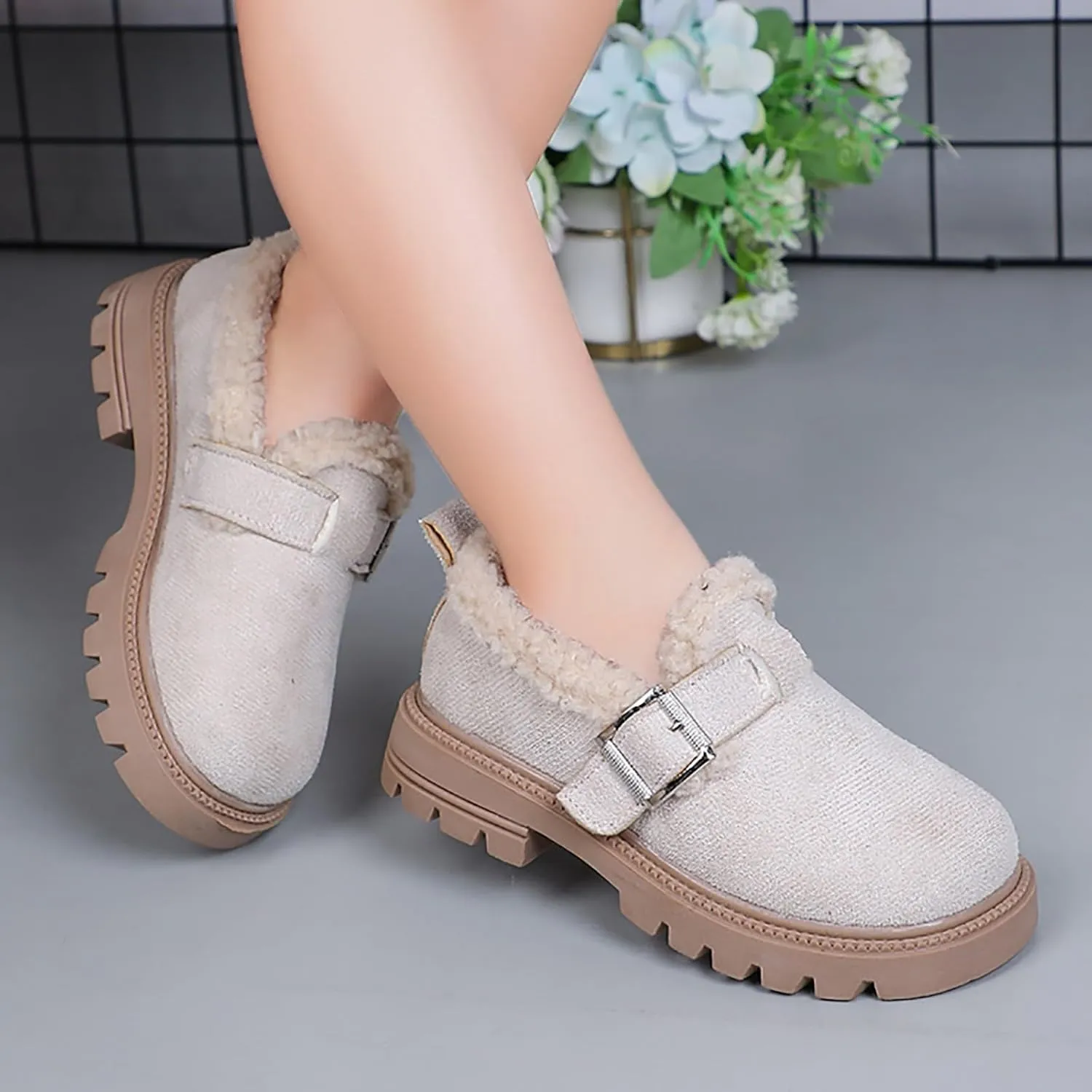 Girls Boots Kids Ankle Boots for Toddler Little Kid Big Kid Fleece Lined Short Booties Non Slip Warm Winter Boot