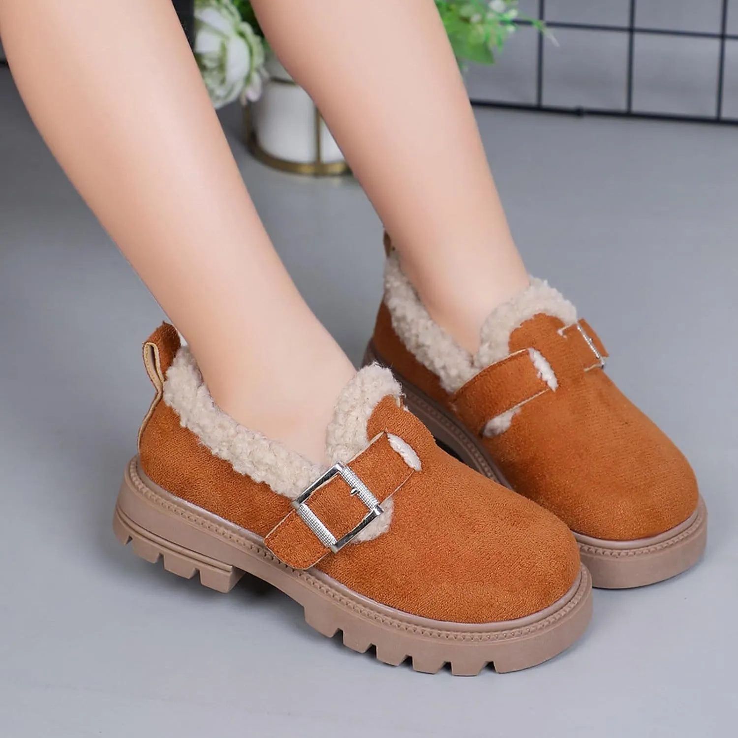 Girls Boots Kids Ankle Boots for Toddler Little Kid Big Kid Fleece Lined Short Booties Non Slip Warm Winter Boot