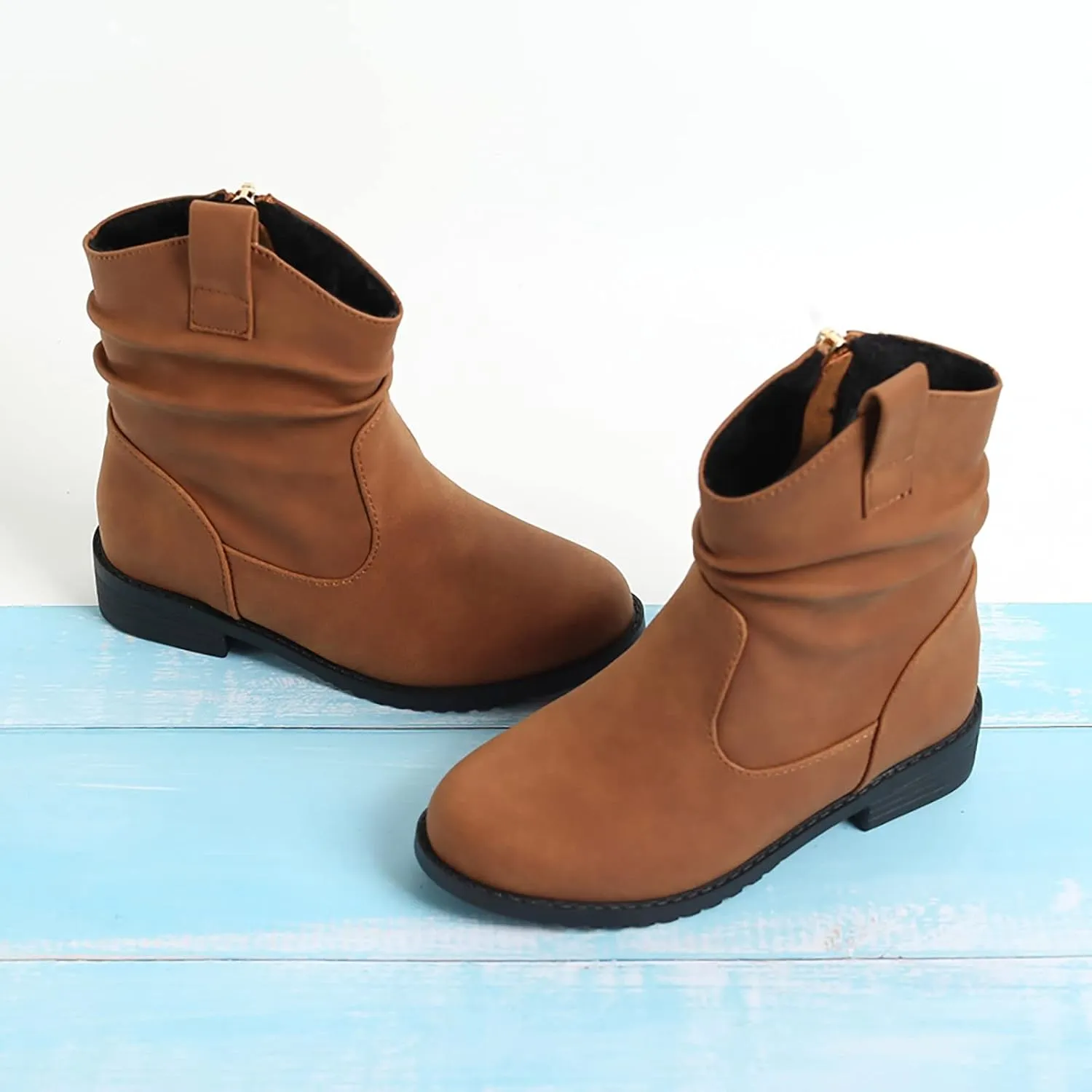 Girls Dress Booties Fashion Side Zipper Short Boots Fashion Short Shoes Dress Booties Little Big Kid