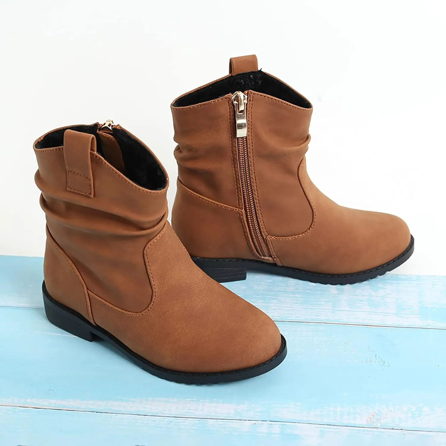 Girls Dress Booties Fashion Side Zipper Short Boots Fashion Short Shoes Dress Booties Little Big Kid