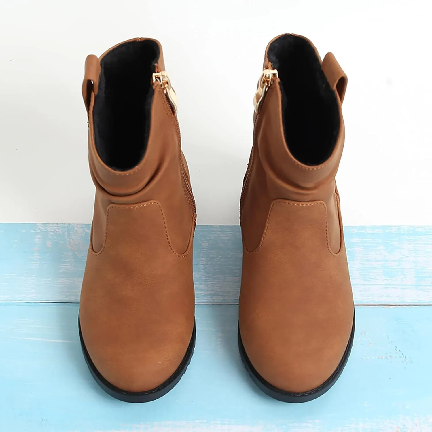 Girls Dress Booties Fashion Side Zipper Short Boots Fashion Short Shoes Dress Booties Little Big Kid