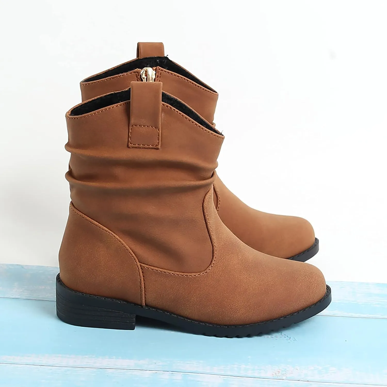 Girls Dress Booties Fashion Side Zipper Short Boots Fashion Short Shoes Dress Booties Little Big Kid