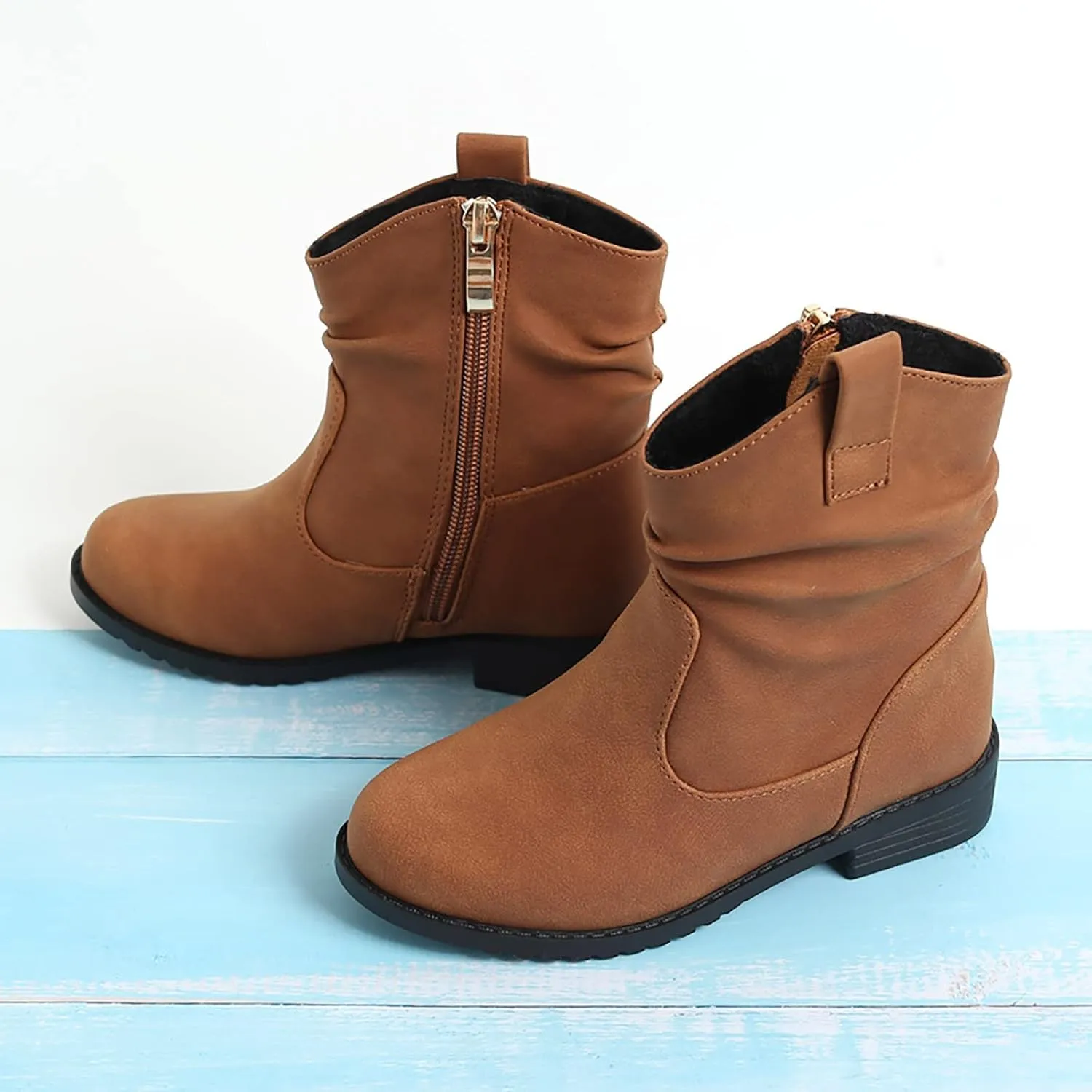 Girls Dress Booties Fashion Side Zipper Short Boots Fashion Short Shoes Dress Booties Little Big Kid