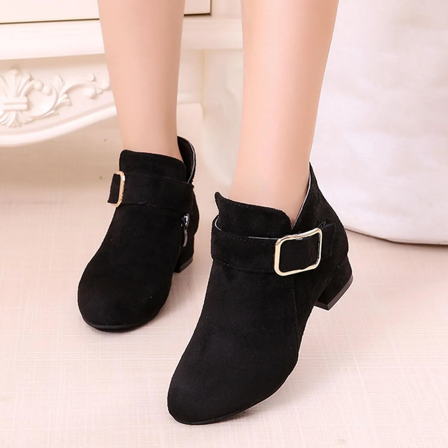 Girls Short Boots Ankle Boots Side Zipper Boots Lace up Waterproof Combat Shoes Comfortable Snow Boots