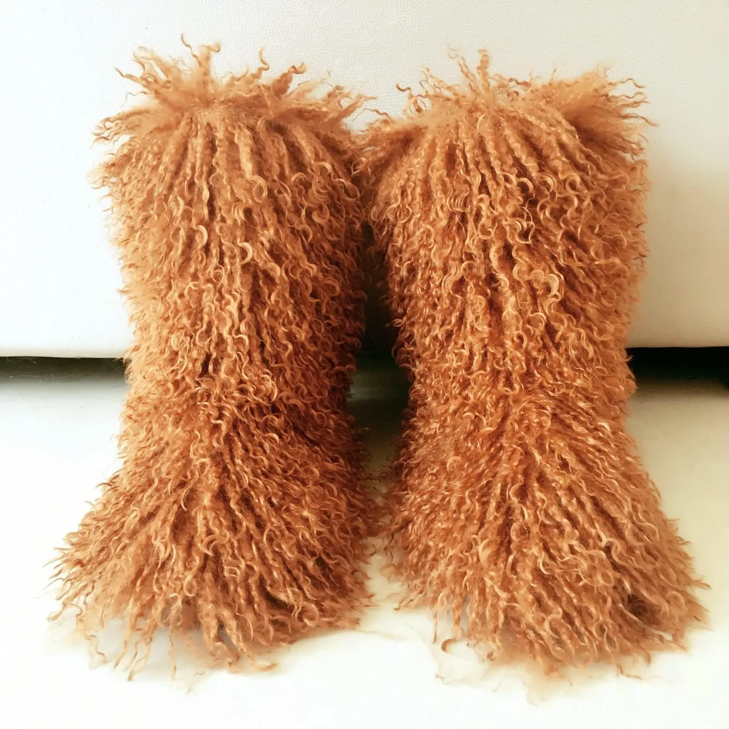 HINDOLA Womens Faux Fur Boots Plush Warm Snow Boots Fuzzy Fluffy Furry Round Toe Suede Boots Comfortable Winter Ankle Booties Anti Slip Outdoor Indoor Flat Shoes