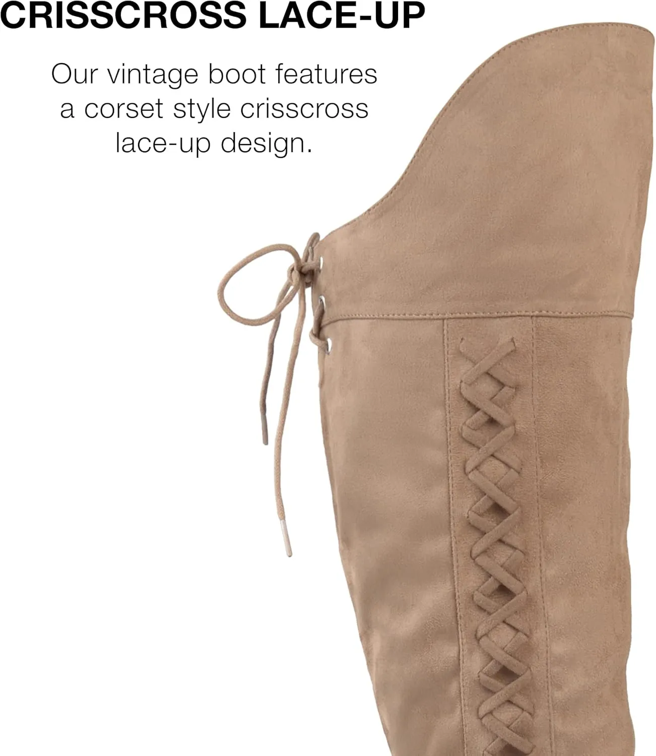 Journee Collection Womens Spritz Lace-Up Faux Suede Over-The-Knee Boots