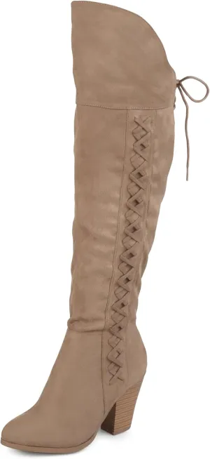 Journee Collection Womens Spritz Lace-Up Faux Suede Over-The-Knee Boots