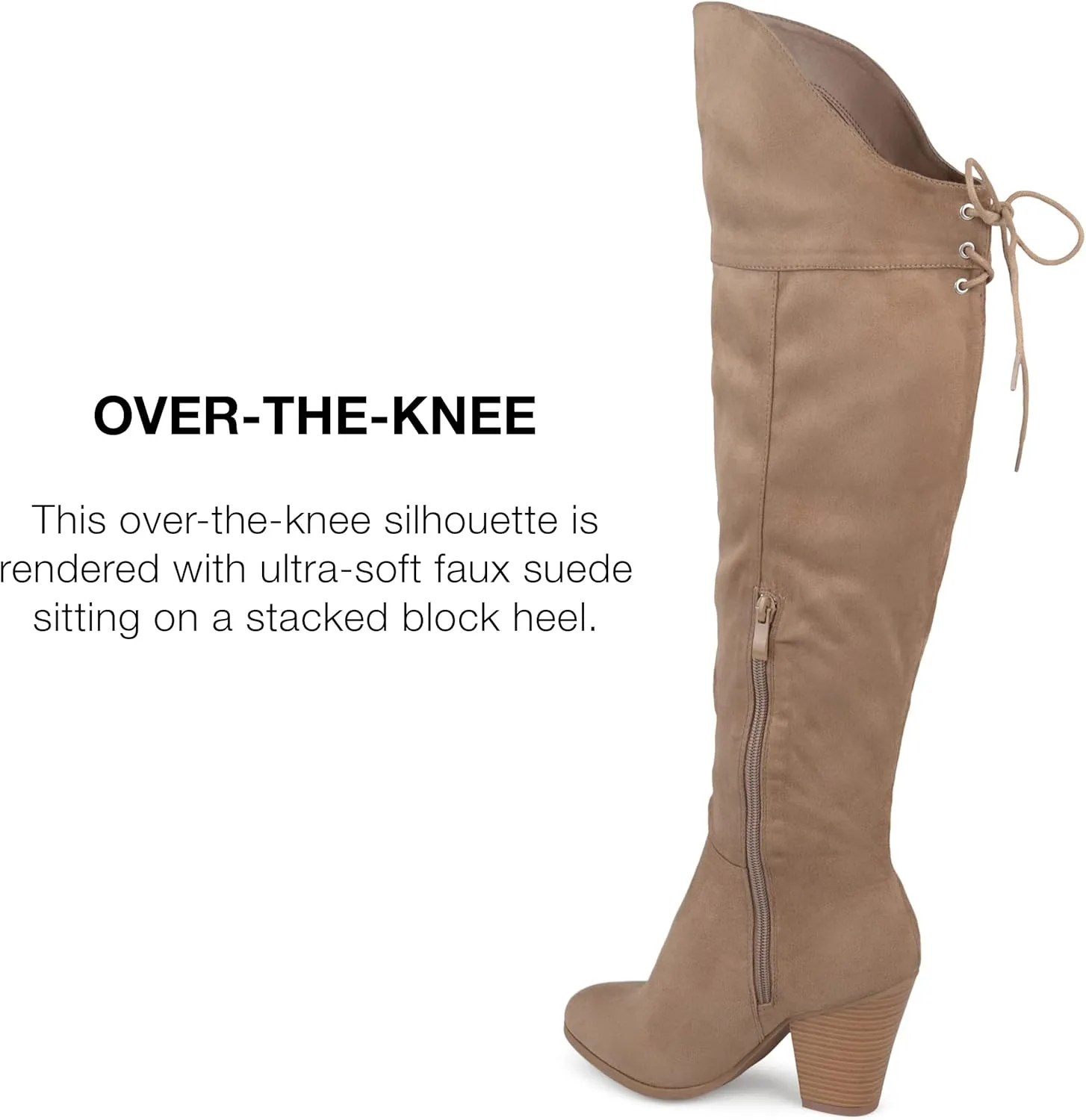 Journee Collection Womens Spritz Lace-Up Faux Suede Over-The-Knee Boots