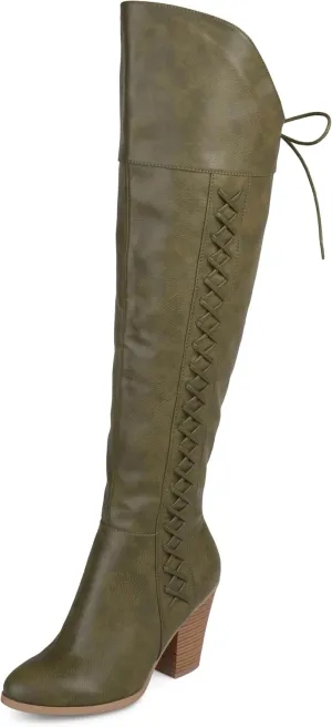 Journee Collection Womens Spritz Wide Calf Faux Leather Over-The-Knee Boots
