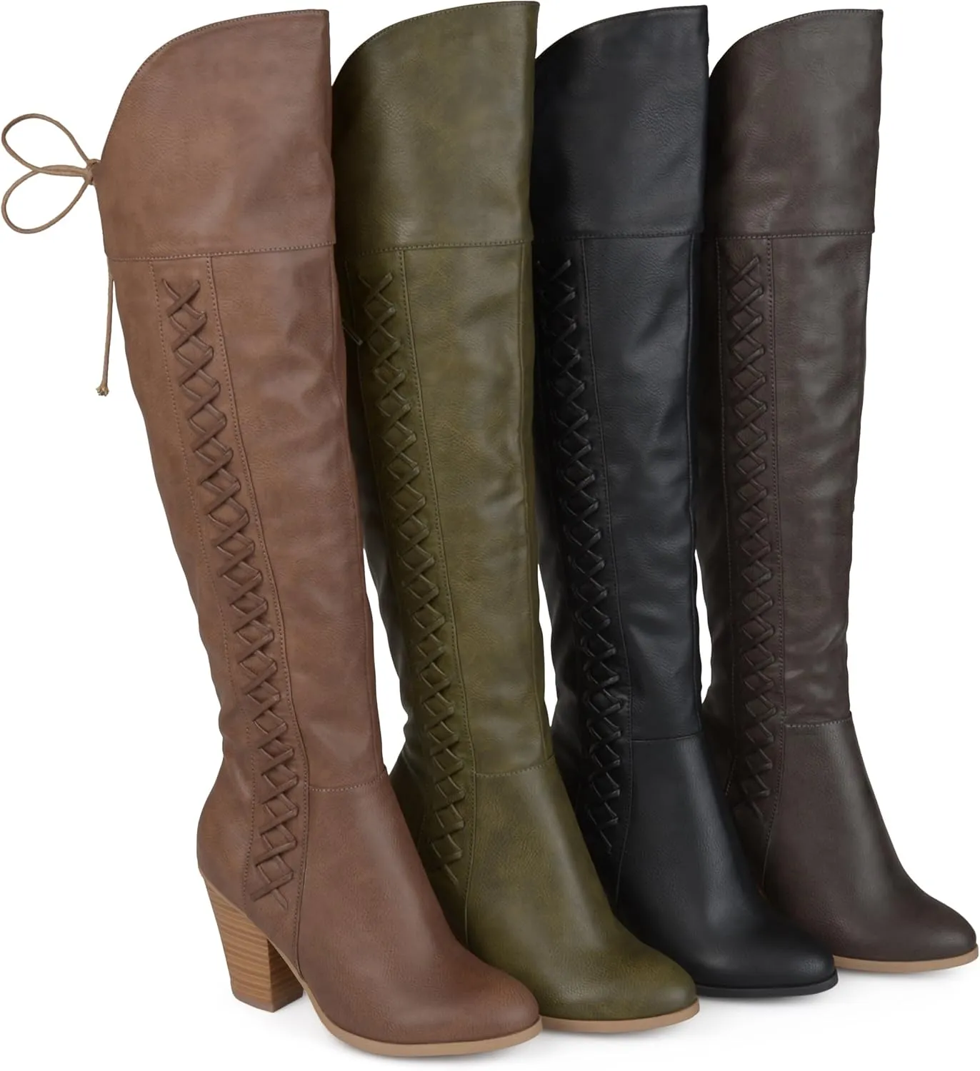 Journee Collection Womens Spritz Wide Calf Faux Leather Over-The-Knee Boots