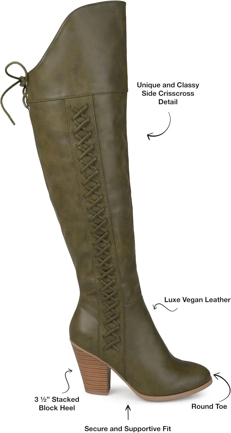 Journee Collection Womens Spritz Wide Calf Faux Leather Over-The-Knee Boots