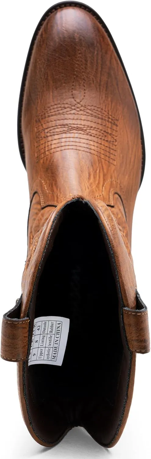 Jousen Cowboy Boots For Men Classic Western Embroidered Boots Retro Short Botas