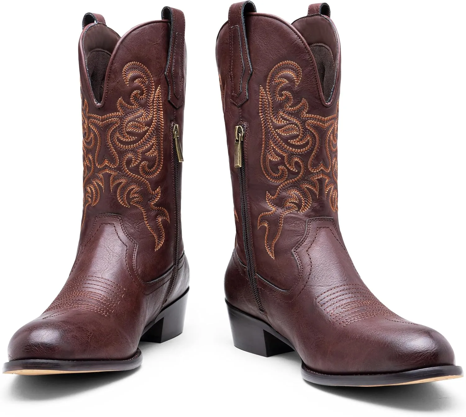 Jousen Cowboy Boots For Men Classic Western Embroidered Boots Retro Short Botas