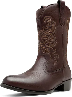 Jousen Cowboy Boots For Men Classic Western Embroidered Boots Retro Short Botas