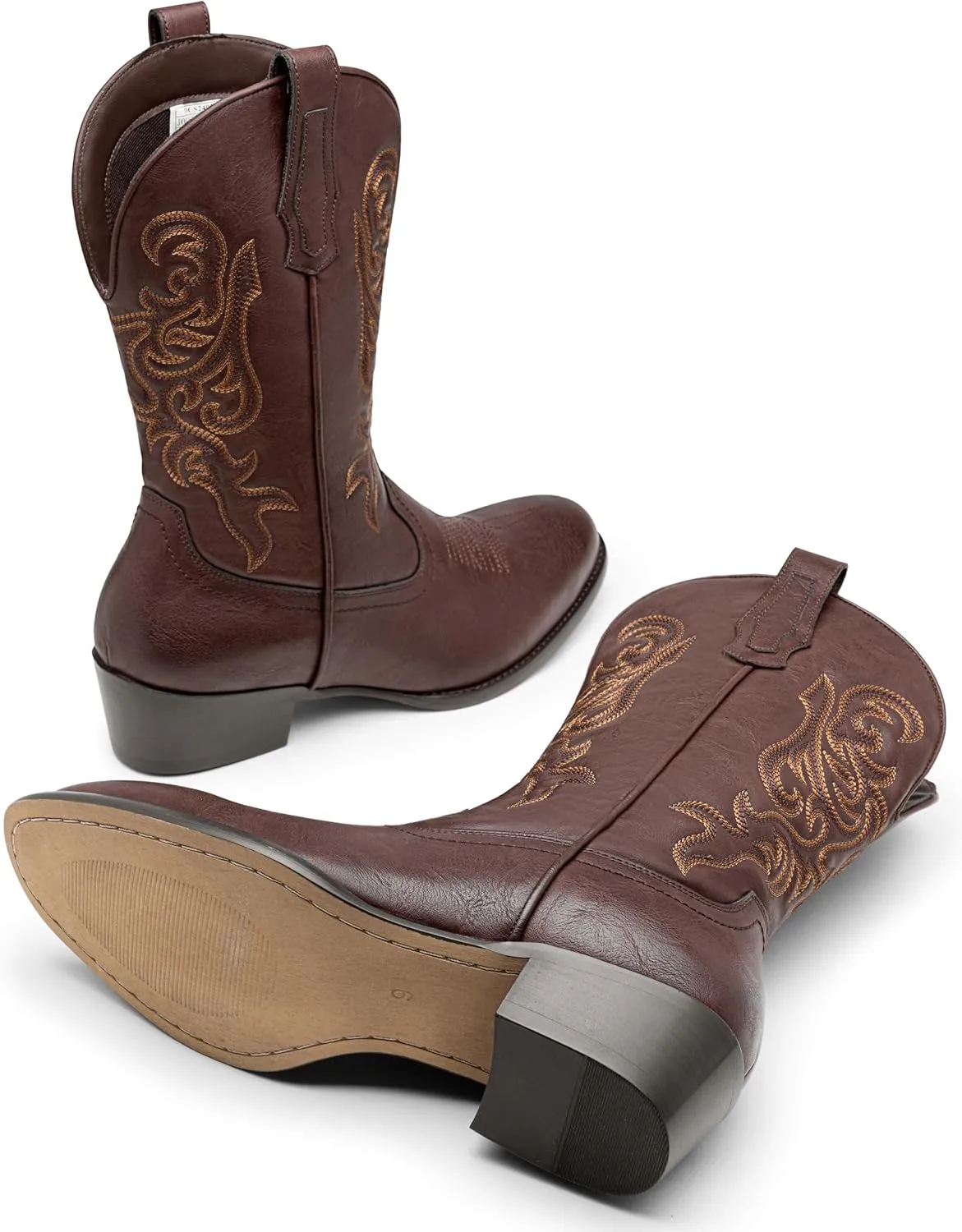 Jousen Cowboy Boots For Men Classic Western Embroidered Boots Retro Short Botas