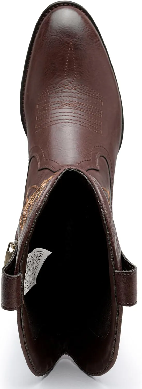 Jousen Cowboy Boots For Men Classic Western Embroidered Boots Retro Short Botas