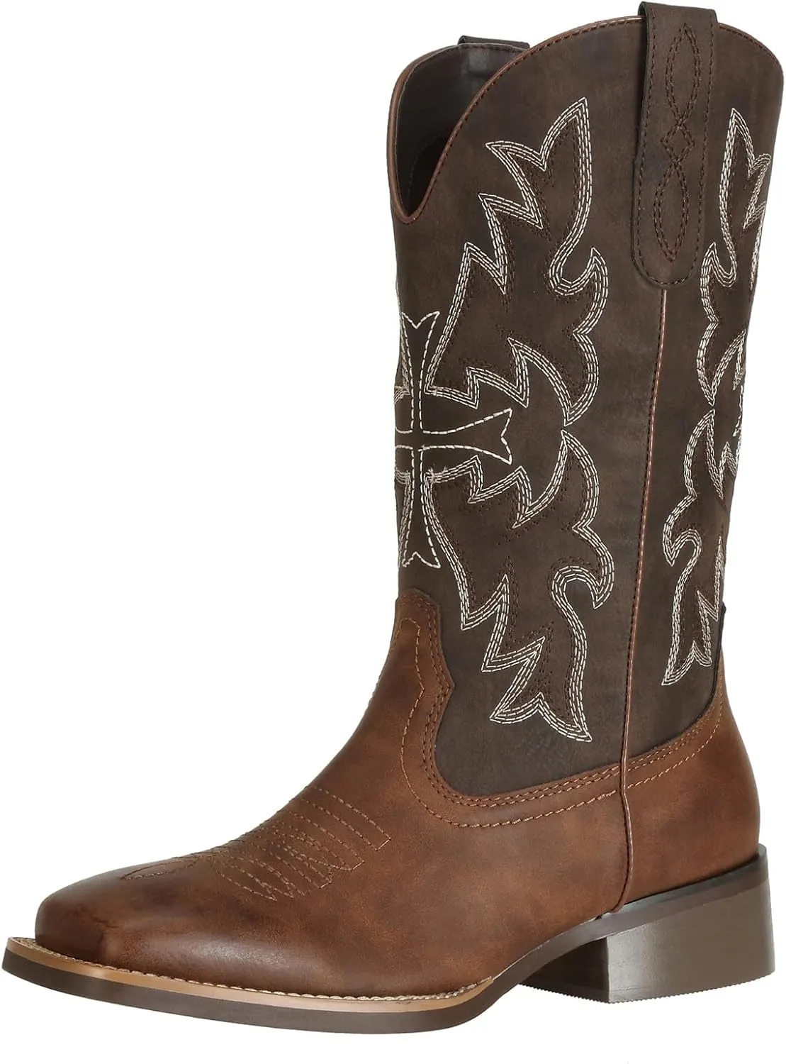 J's.o.l.e Women Cowgirl Boots Square Toe Wide Calf Ladies Fashion Cowboy Western Boots