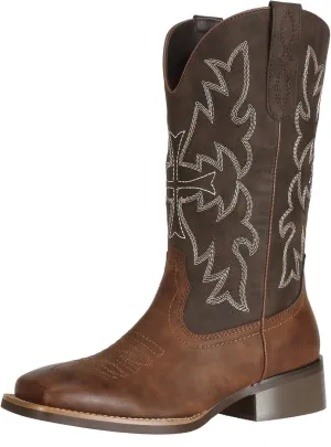 J's.o.l.e Women Cowgirl Boots Square Toe Wide Calf Ladies Fashion Cowboy Western Boots