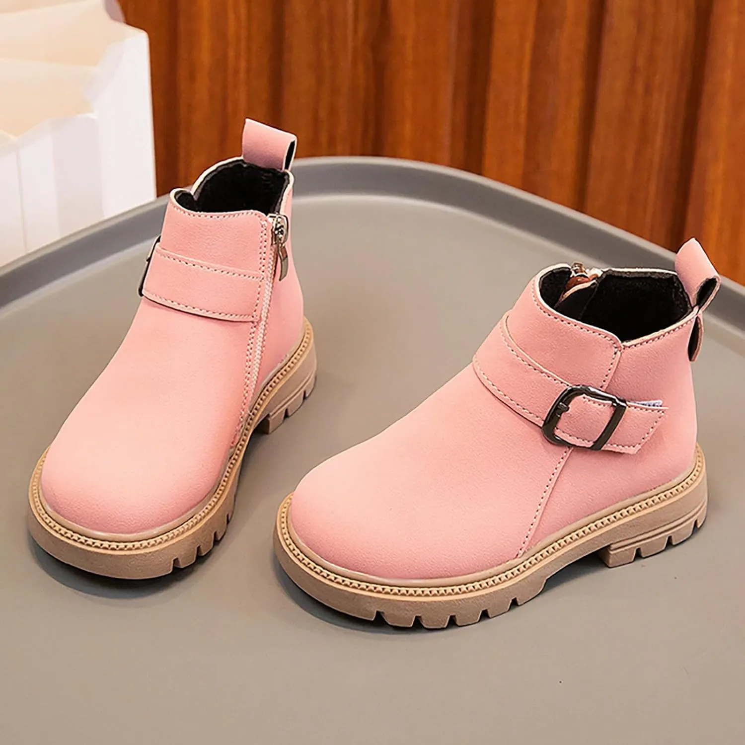 Kids Ankle Booties Lace up Work Boot Combat Booties Riding Boots Lace up Non-Slip Short Boots Winter Snow Boots