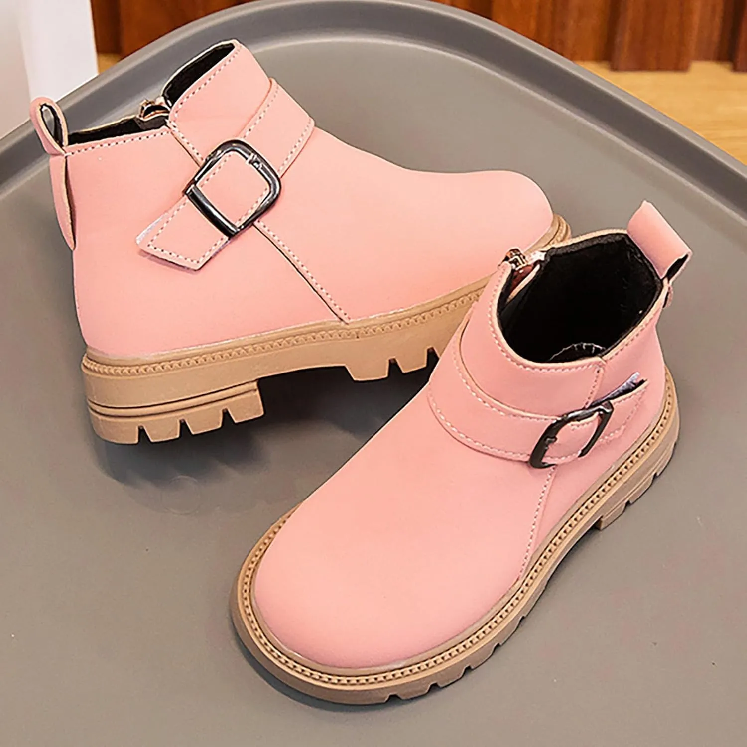 Kids Ankle Booties Lace up Work Boot Combat Booties Riding Boots Lace up Non-Slip Short Boots Winter Snow Boots