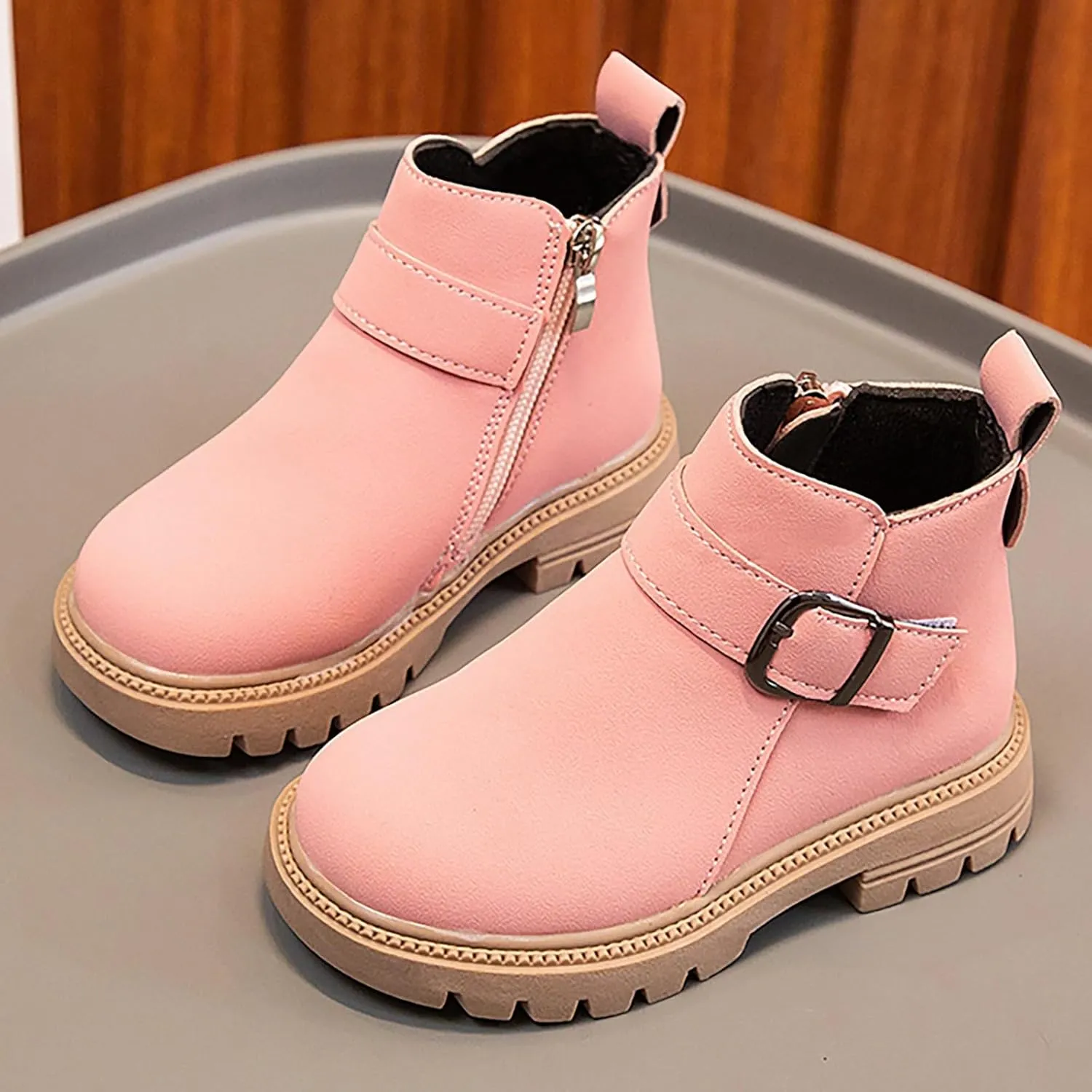 Kids Ankle Booties Lace up Work Boot Combat Booties Riding Boots Lace up Non-Slip Short Boots Winter Snow Boots