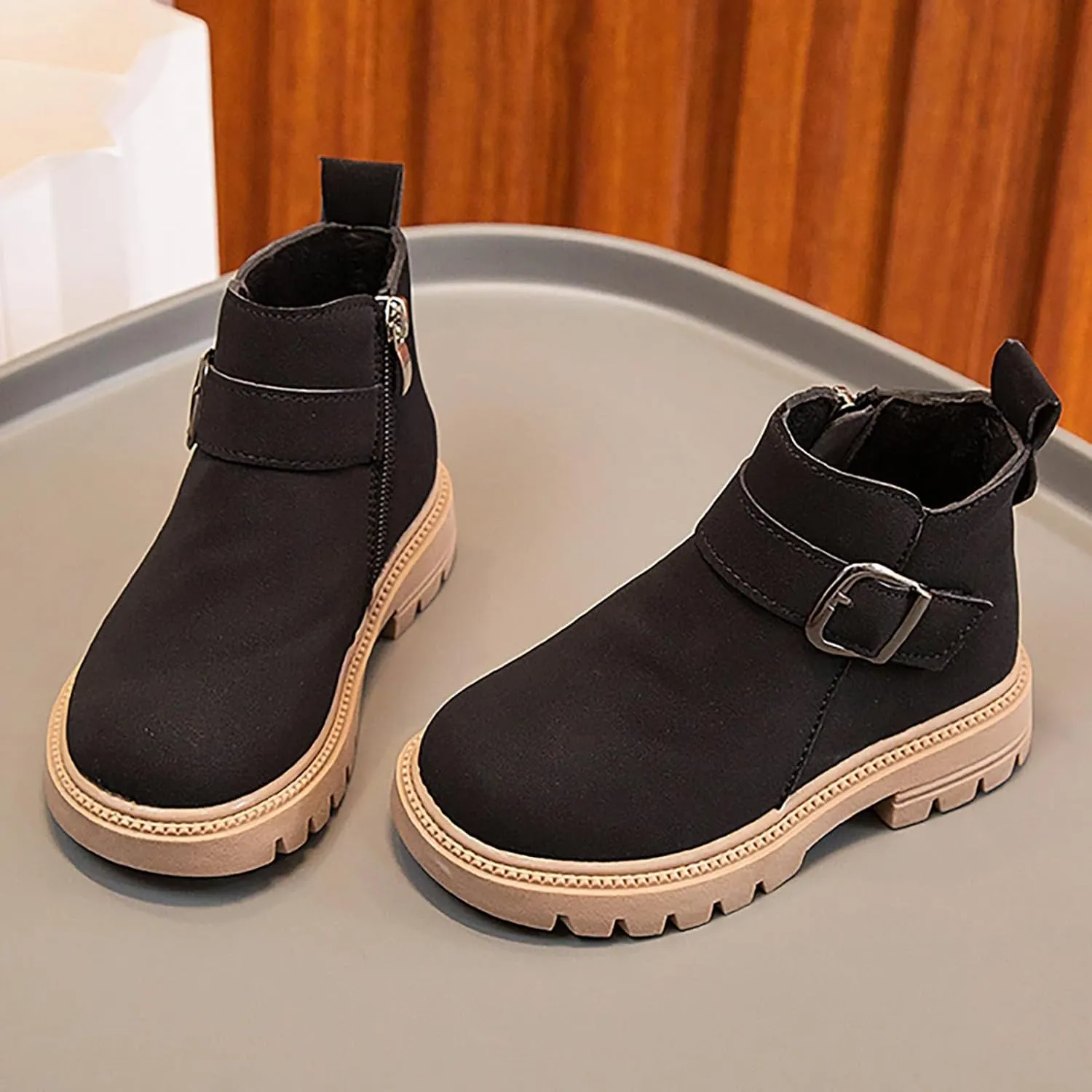 Kids Ankle Booties Lace up Work Boot Combat Booties Riding Boots Lace up Non-Slip Short Boots Winter Snow Boots