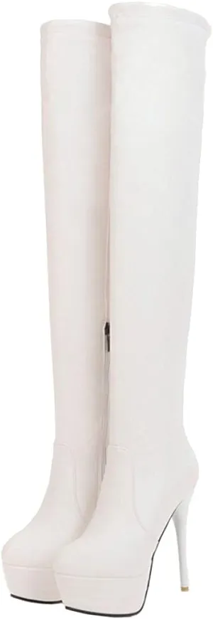 KIKIVIVI Womens Platform Stiletto High Heel Over The Knee Boots with Zipper