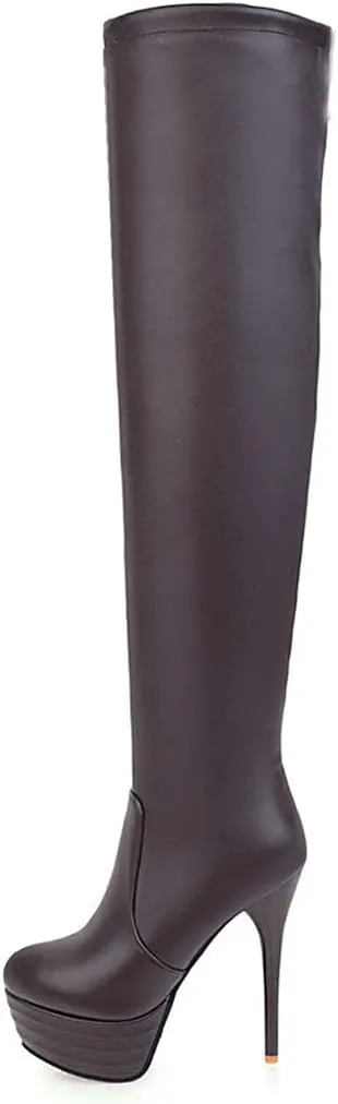 KIKIVIVI Womens Platform Stiletto High Heel Over The Knee Boots with Zipper