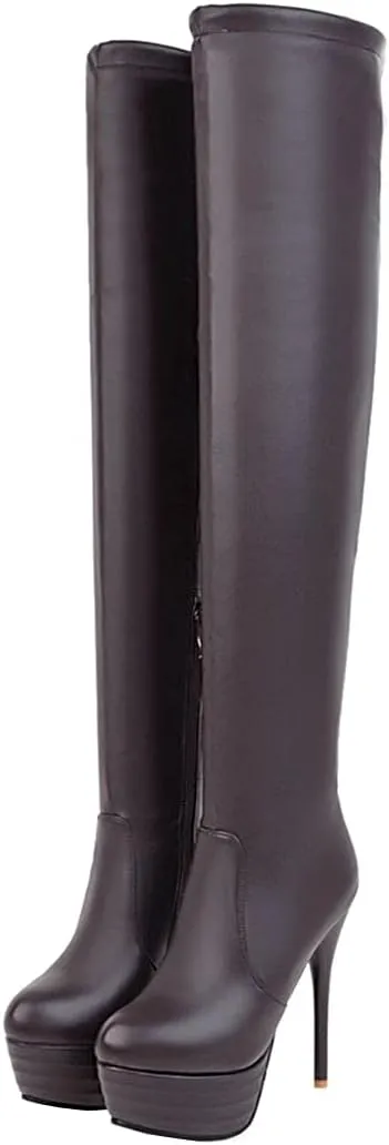 KIKIVIVI Womens Platform Stiletto High Heel Over The Knee Boots with Zipper