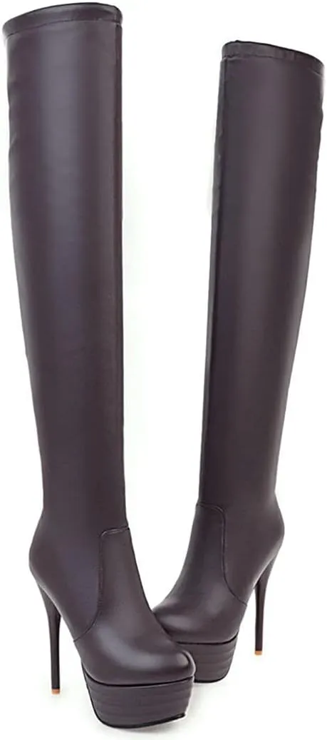 KIKIVIVI Womens Platform Stiletto High Heel Over The Knee Boots with Zipper