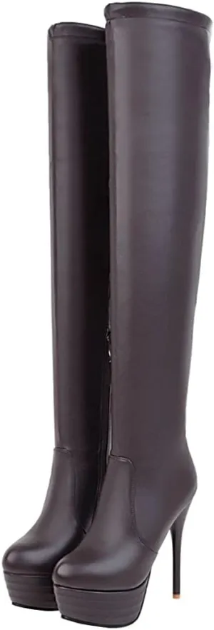 KIKIVIVI Womens Platform Stiletto High Heel Over The Knee Boots with Zipper