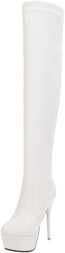 KIKIVIVI Womens Platform Stiletto High Heel Over The Knee Boots with Zipper