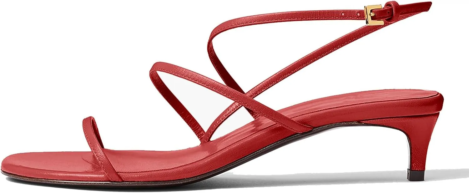 Kitten Heels for Women Elegant Strappy Sandals with Open Toe Fashionable Summer Leisure Shoes