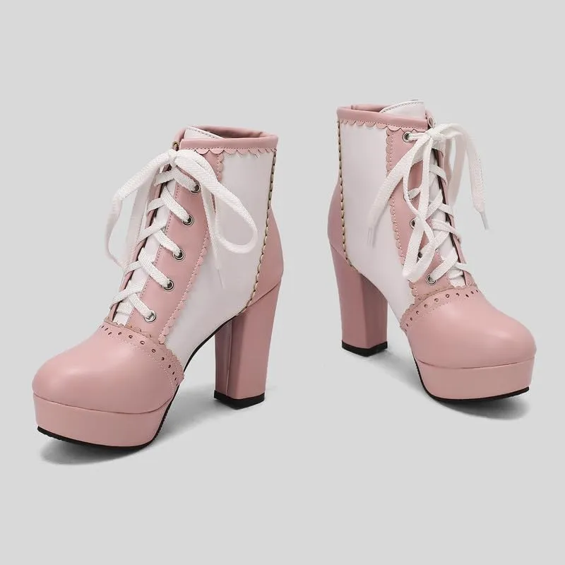 KOKOMOMO Sparkly Platform Ankle Boots Short Sequin Glitter Combat Boots Chunky Heeled Lace Up Booties