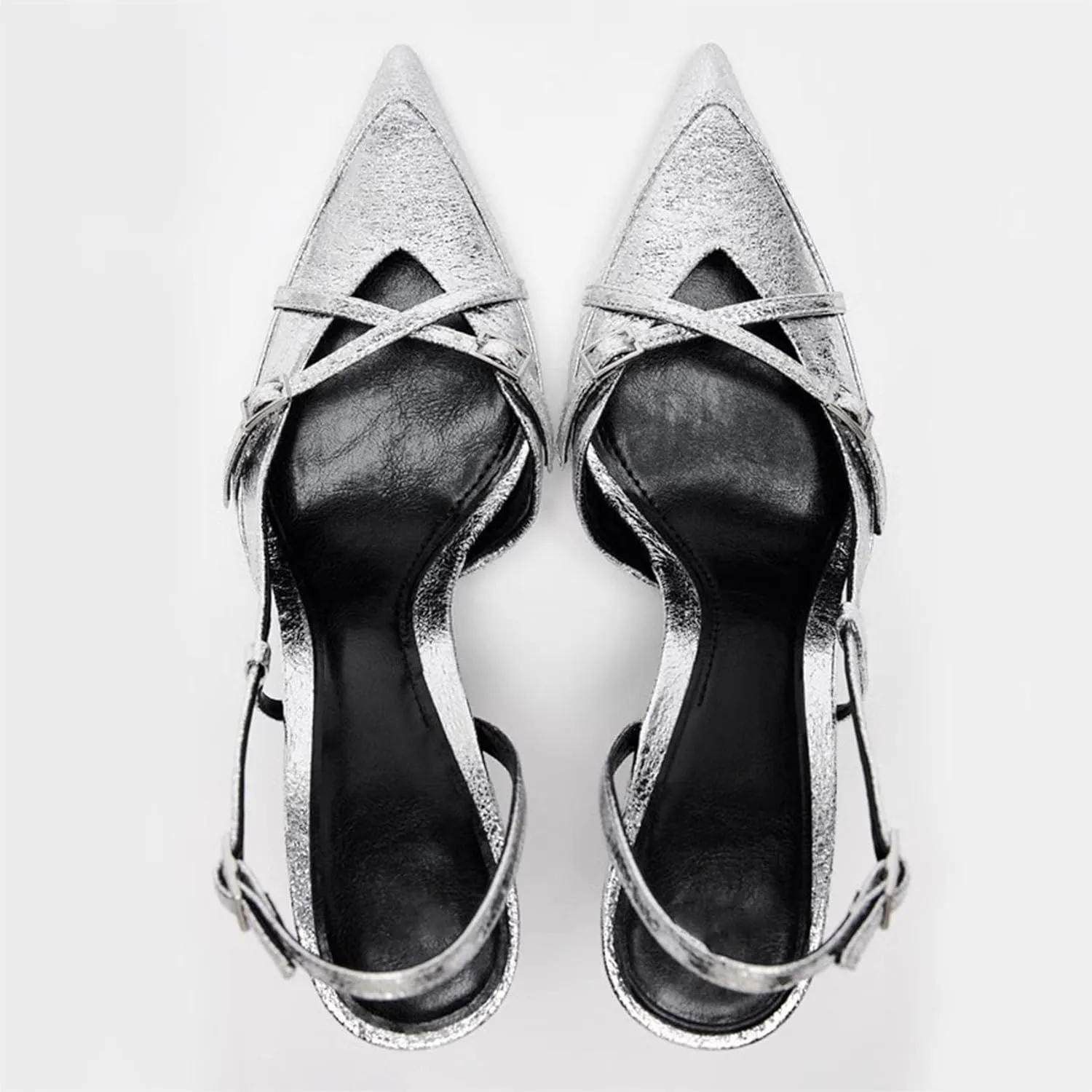 KOKOMOMO Womens High Heel Pointed Toe Slingback Pumps Denim High Heels Dress Shoes