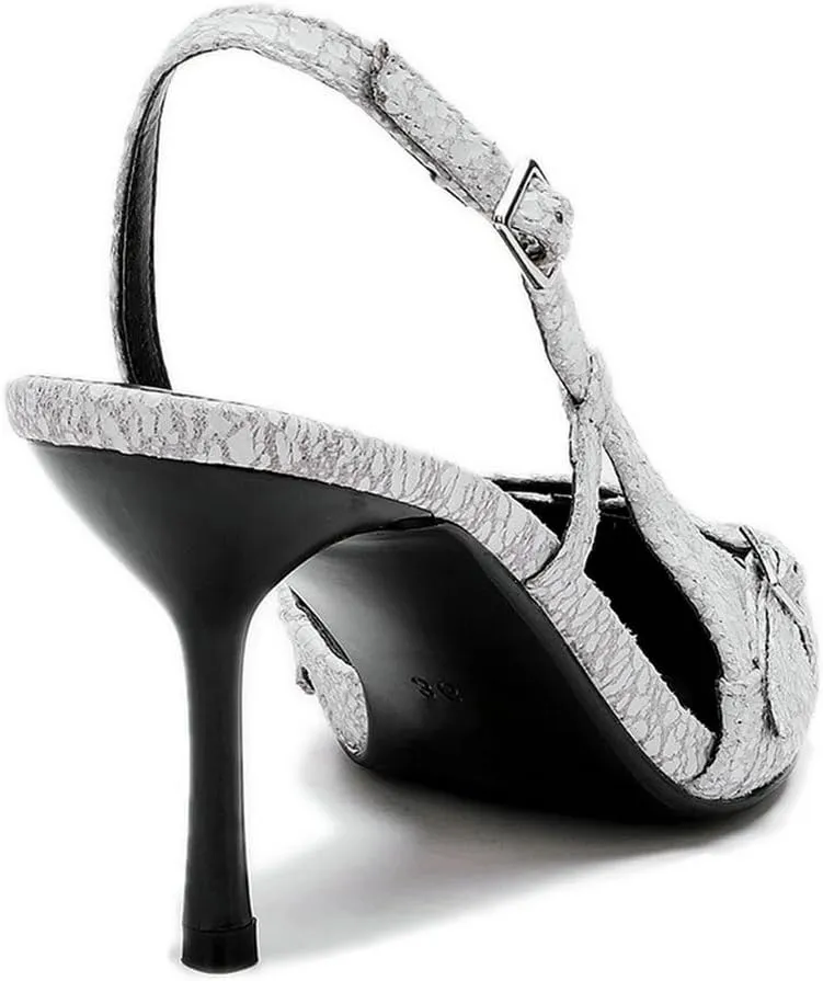 KOKOMOMO Womens High Heel Pointed Toe Slingback Pumps Denim High Heels Dress Shoes