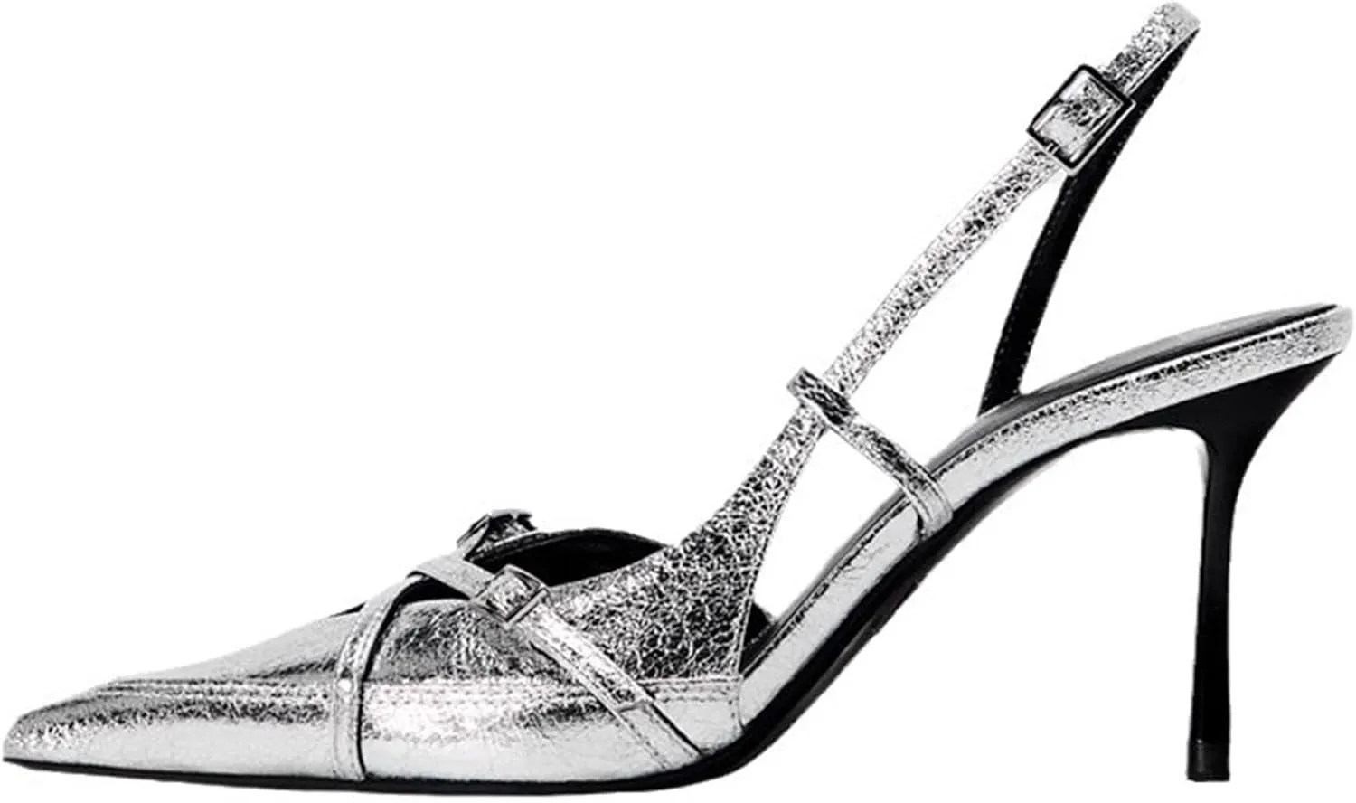 KOKOMOMO Womens High Heel Pointed Toe Slingback Pumps Denim High Heels Dress Shoes