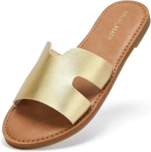 KOLILI Womens Flat Slide Sandals, Summer Fashion Sandals, Comfy Style | Warm-weather Favorite