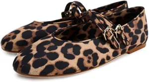 KysBloes Women Suede Mary Jans Flats Leopard Mary Janes Ballet Flats Low Heel Comfortabel Casual Shoes