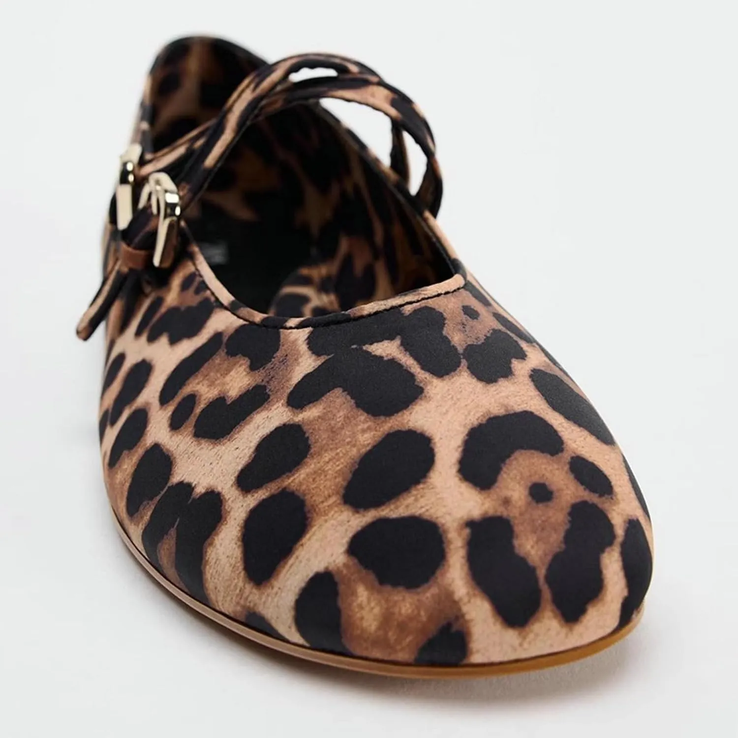 KysBloes Women Suede Mary Jans Flats Leopard Mary Janes Ballet Flats Low Heel Comfortabel Casual Shoes
