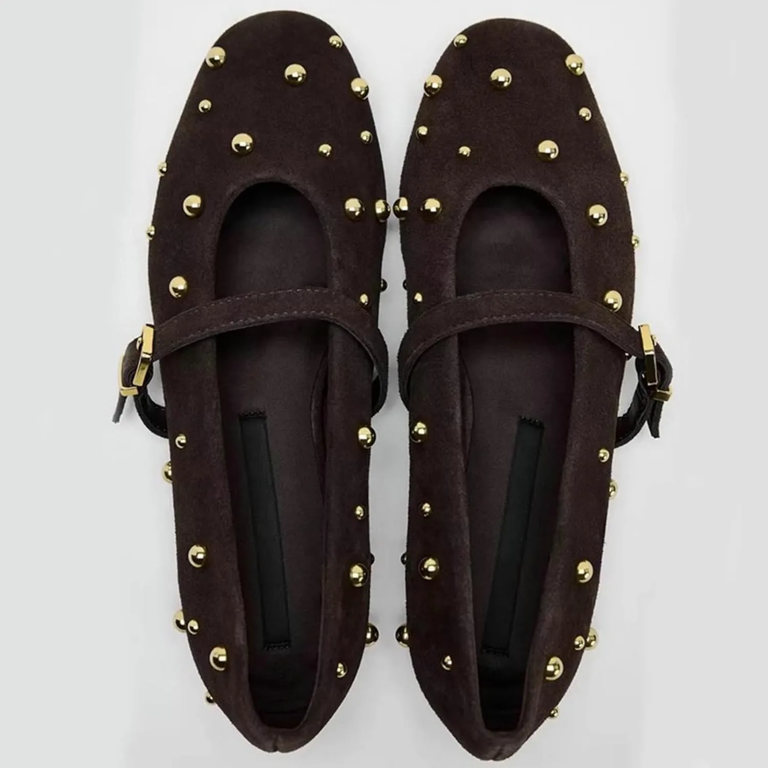 KysBloes Women Suede Mary Jans Flats Leopard Mary Janes Ballet Flats Low Heel Comfortabel Casual Shoes