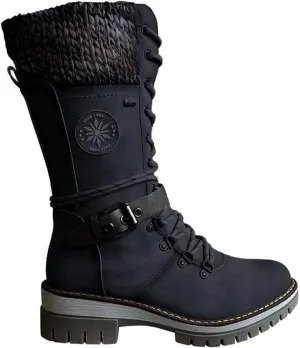 Ladmiple Ankle Boots Women Comfort Mid Calf Combat Riding Fashion Winter Booties Side Zipper Low Heel Motorcycle Military Biker Boots