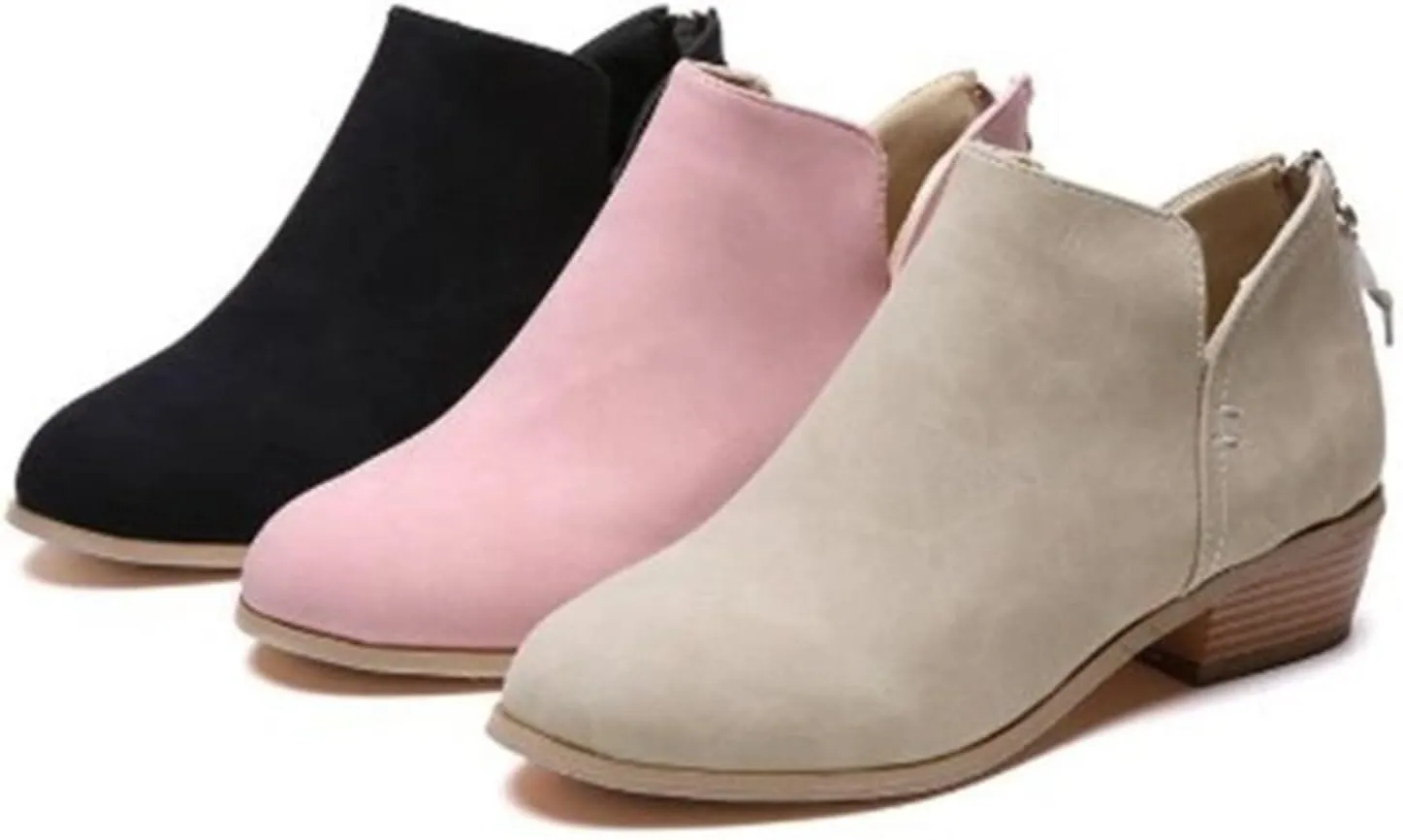 Lausiuoe Boots For Women Ankle Booties Sexy Low Heels Chunky Block Cutout Booties Casual Dressy Slip on Western Shoes