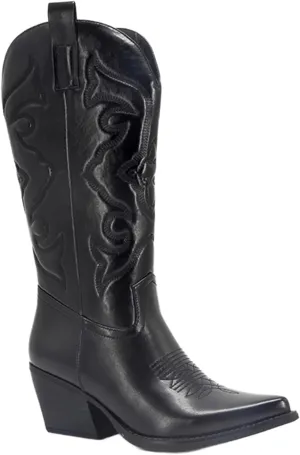 Lausiuoe Cowgirl Boots Women Wide Calf Wide Foot Cowboy Western Boots Ladies Pointy Toe Fashion Knee High Embroidered Boots