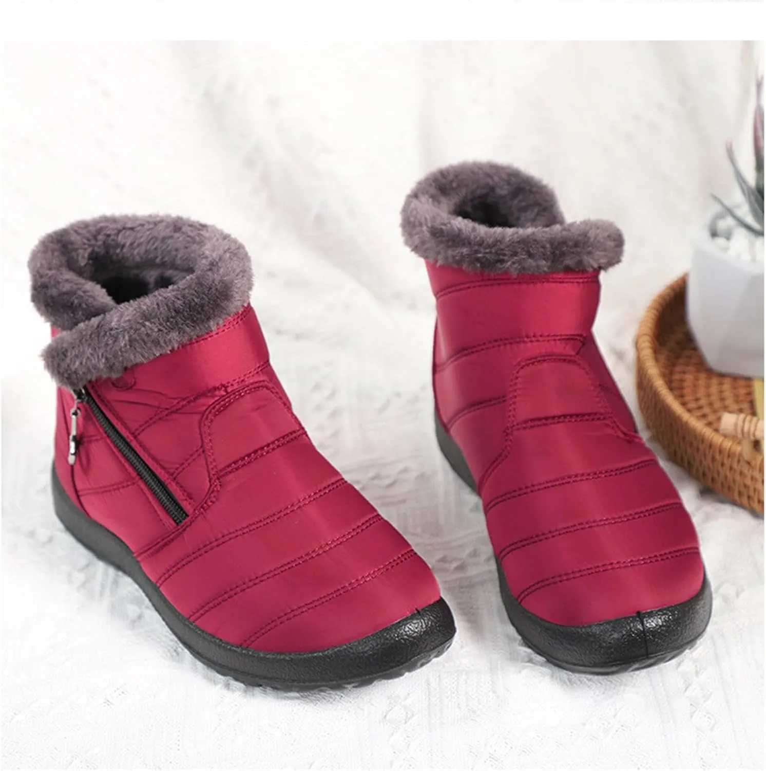Lausiuoe Snow Boots For Women Waterproof Insulated Non Slip Winter Ankle Booties Warm Fur Lined Sneakers Outdoor Shoes