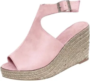 Lausiuoe Wedge Sandals For Women Casual Summer Platform Espadrille High Heel Open Toe Ankle Strap Dressy Strappy Sandals